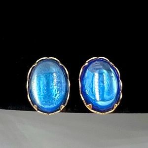 Vintage Emmons EMJ Blue Stone Clip on Earrings